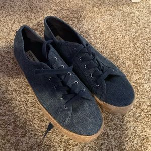 Steve Madden denim espadrille platform sneaker